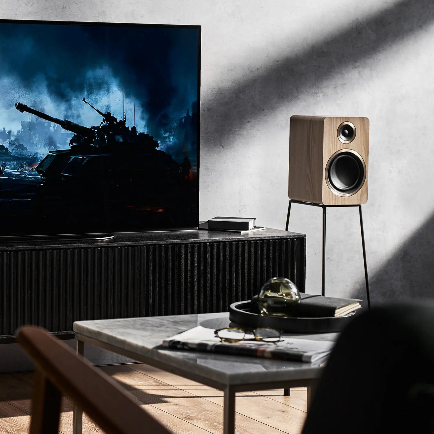 Argon Audio Fenris A5 active bookshelf speakers, close up