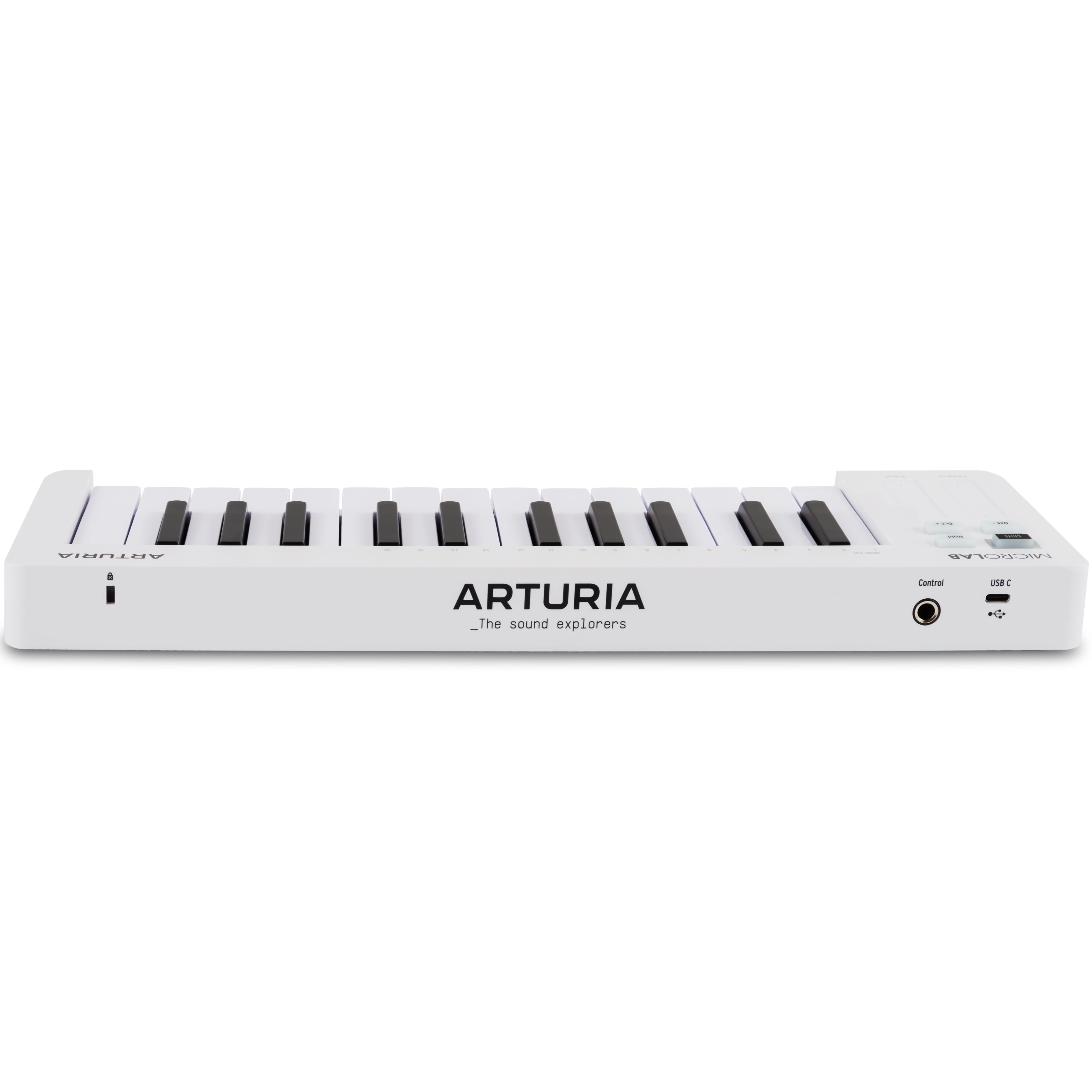 Arturia MicroLab MK3 MIDI keyboard controller, white, rear panel and connections