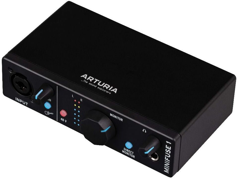 Arturia MiniFuse 1 audio interface in black, front view