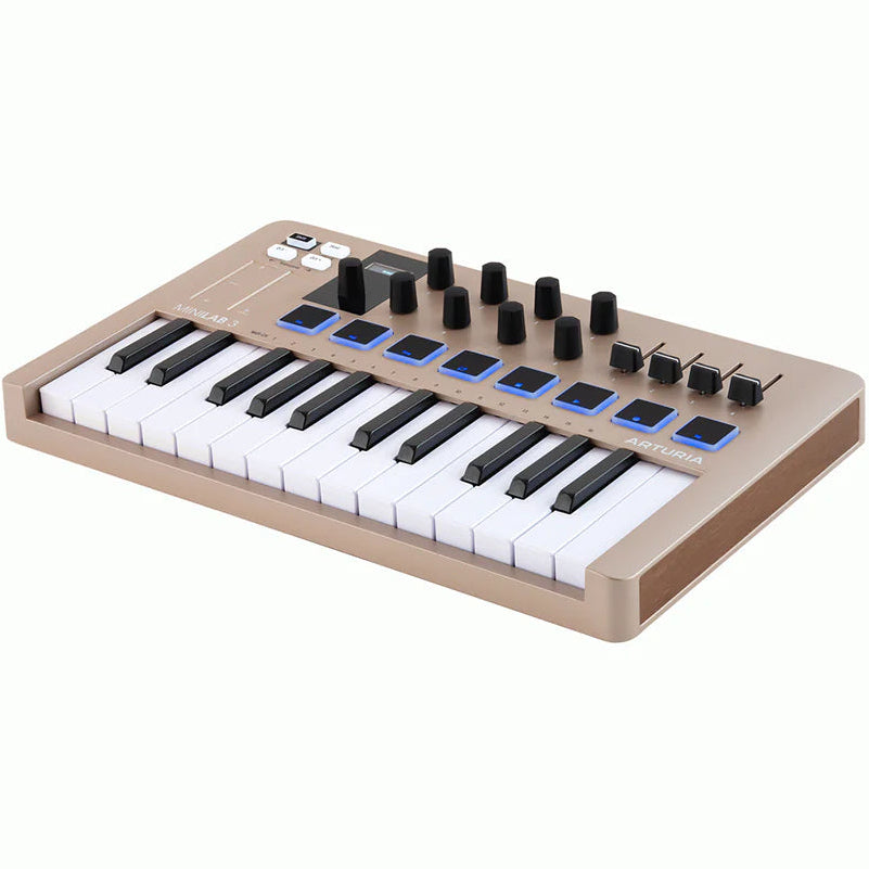 Arturia MiniLab 3 MIDI keyboard, in black, close-up