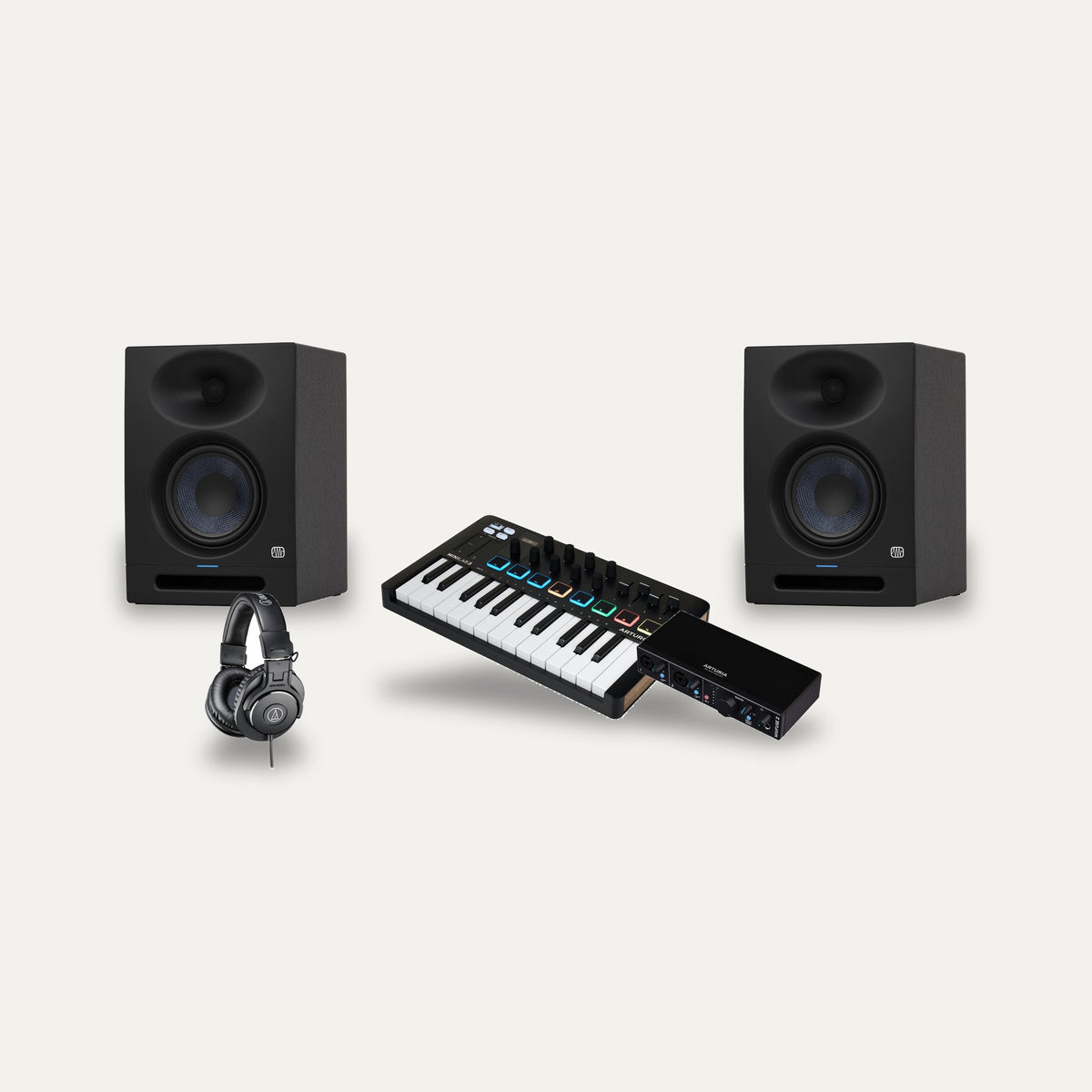 Arturia MiniLab 3 + MiniFuse 2 + PreSonus Eris Studio 5 First Beats Set – Controller Colour Black, Interface Colour Black