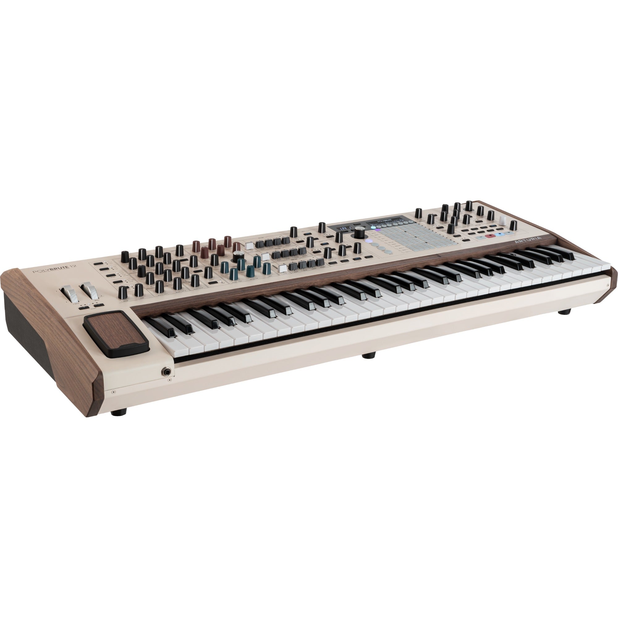 Arturia PolyBrute 12 synthesizer with its sleek control panel and expressive keyboard, showcasing the professional-grade Arturia synthesizer.
