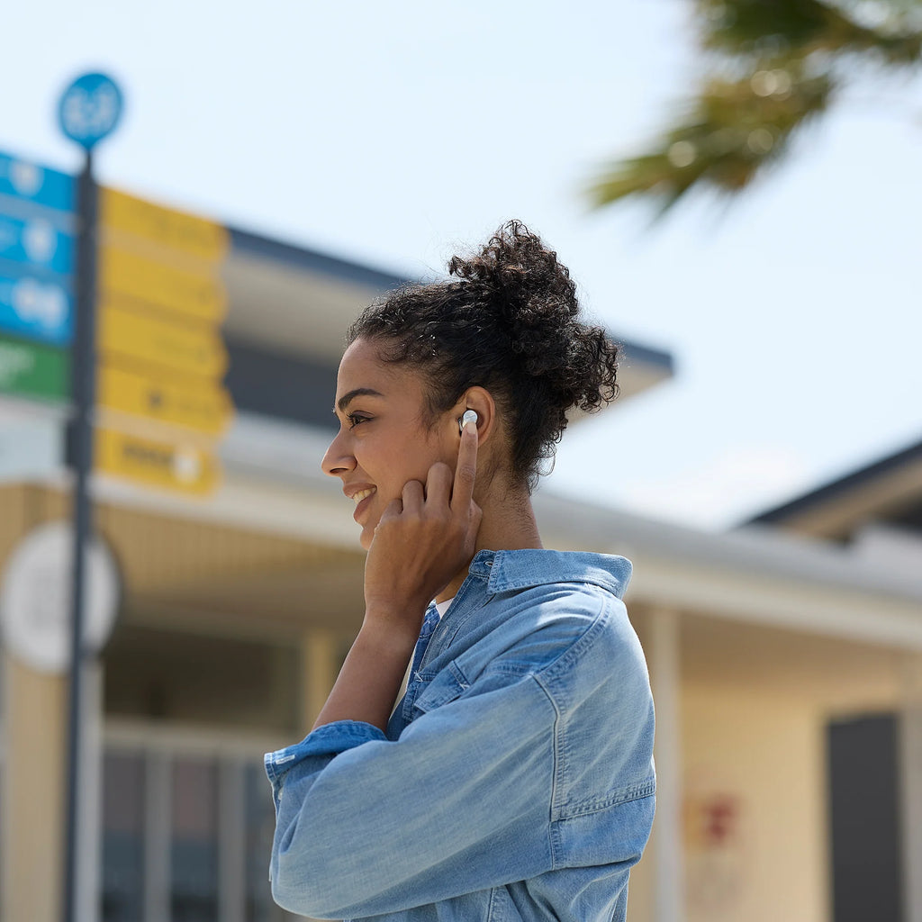 Technics EAH-AZ40M2 wireless in-ear headphones with sleek black design and ergonomic earbuds for comfortable listening.