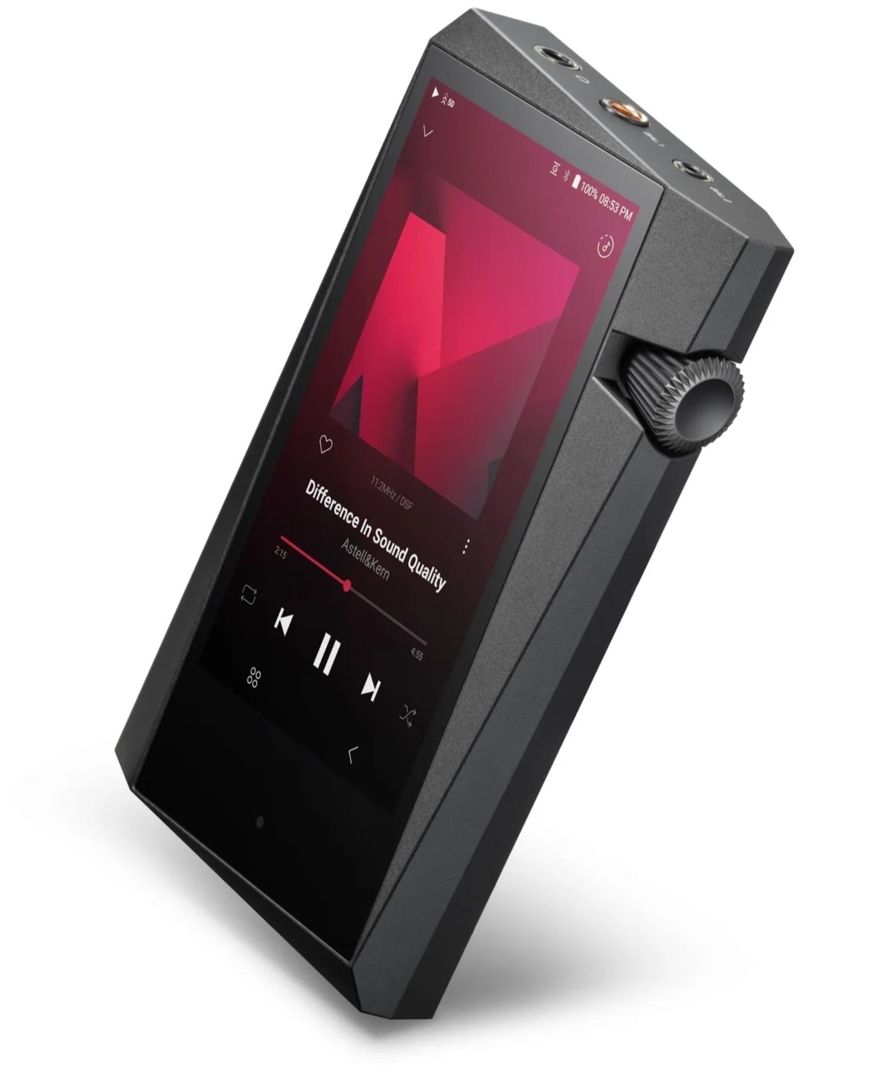 Astell&Kern A&norma SR35 portable music player with a sleek black design and touchscreen display.