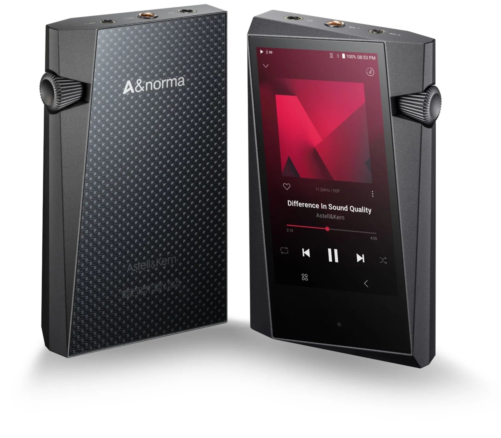 Astell&Kern A&norma SR35 portable music player with sleek black design and touchscreen display.