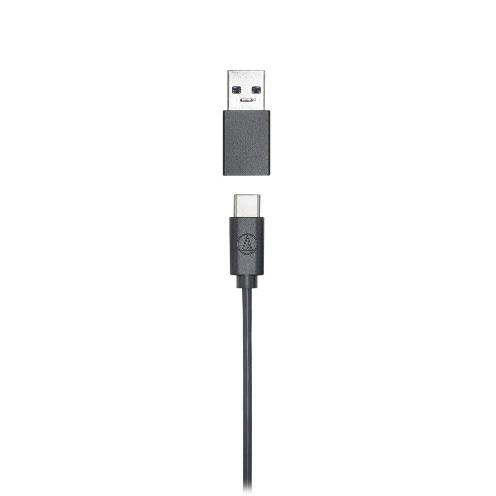 Audio Technica ATR4750-USB USB microphone with sleek design and adjustable clip for clear audio recording.