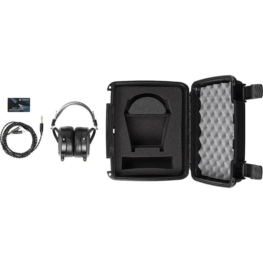 Audeze LCD-X Creator Package studio headphones with leather-free ear cups, black design, and adjustable headband for professional audio.