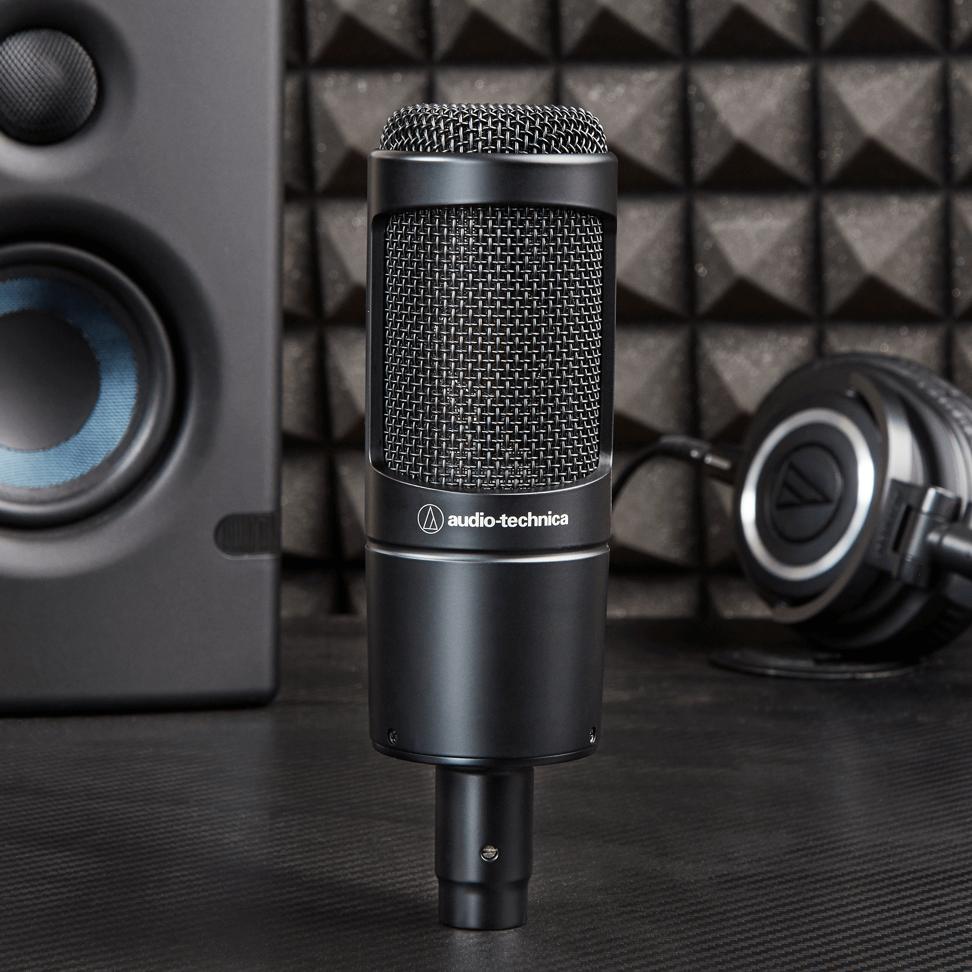 Audio-Technica AT2035 large-diaphragm condenser microphone, in use (view 2)