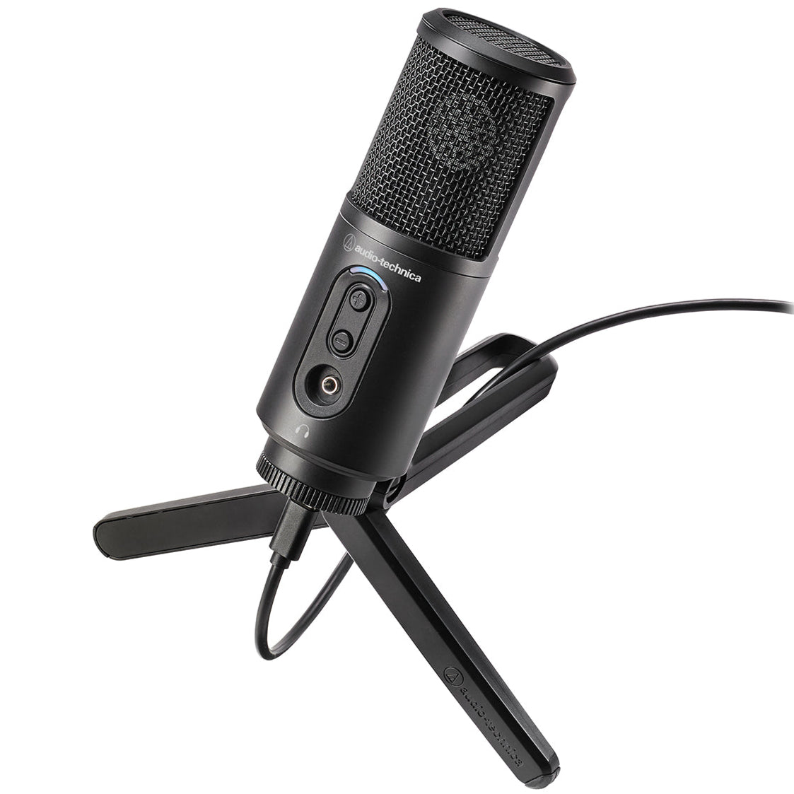 Audio-Technica ATR2500x-USB cardioid USB microphone, in use