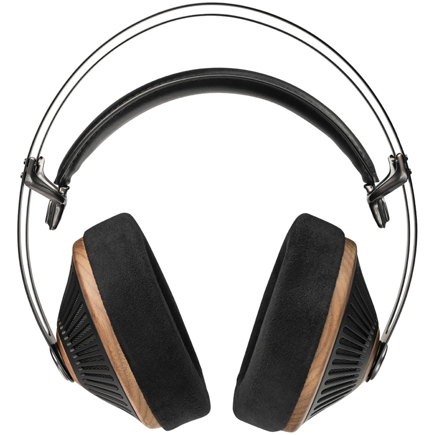 Wired Meze Audio 105 SILVA headphones with black ear cups and adjustable headband, showcased on a neutral background.