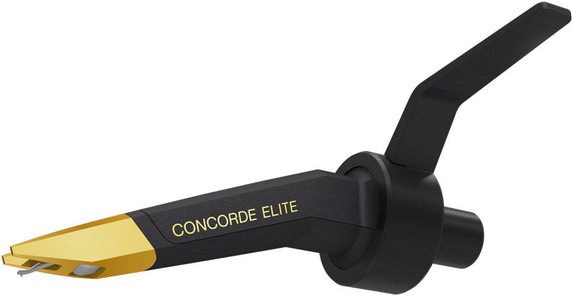 Ortofon Concorde Elite turntable cartridge with sleek design and detailed stylus, perfect for audiophile sound quality.