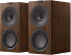 KEF Q Concerto Meta passive bookshelf speakers with black finish and sleek design, showing drivers and speaker grille.