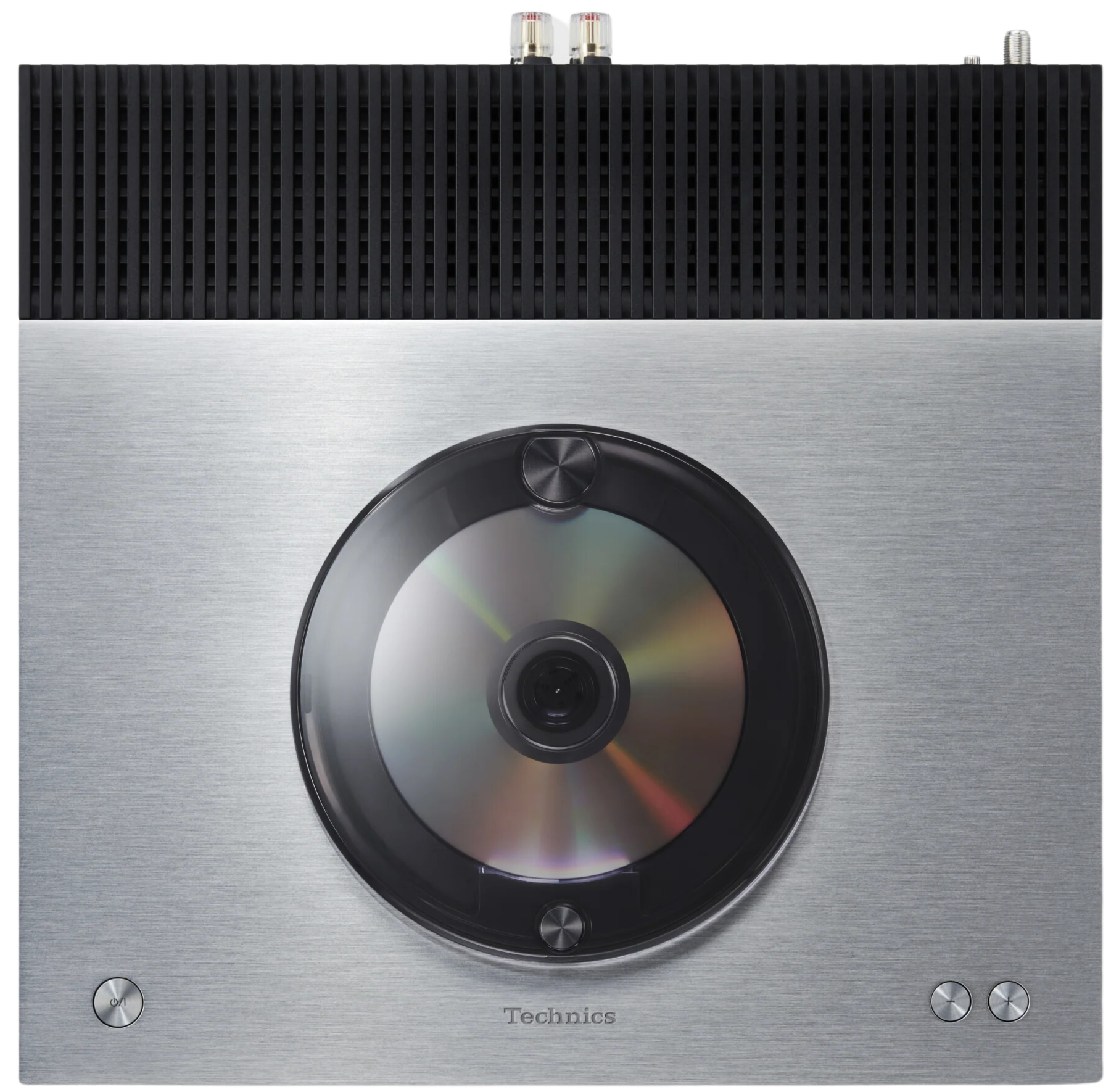 Technics SA-C600 stereo amplifier with black finish, featuring control knobs and input ports on front panel.