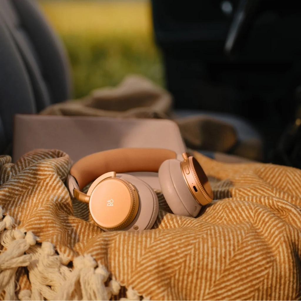 Wireless Bang & Olufsen Beoplay H100 headphones with sleek over-ear design and cushioned ear cups for premium sound and comfort.