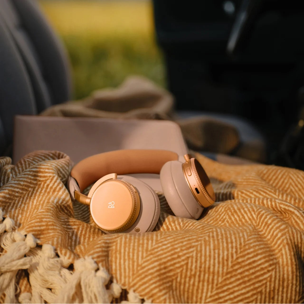 Wireless Bang & Olufsen Beoplay H100 headphones with sleek over-ear design and cushioned ear cups for premium sound and comfort.