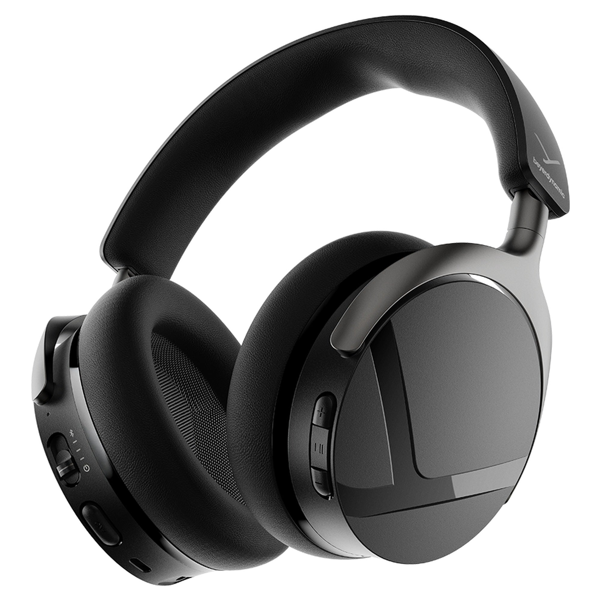 Beyerdynamic Aventho Y wireless headphones in Liquid Black, three-quarter view