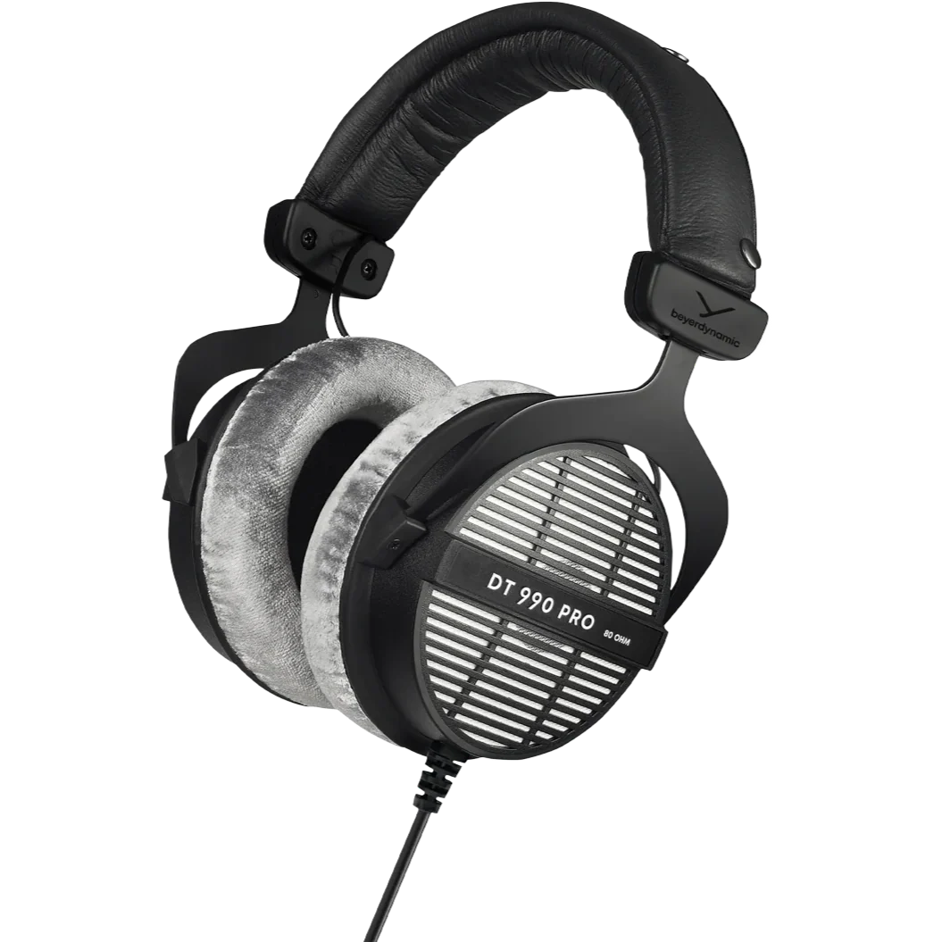 Beyerdynamic DT 990 Pro (80 Ω) open-back studio headphones, Black Edition angled view
