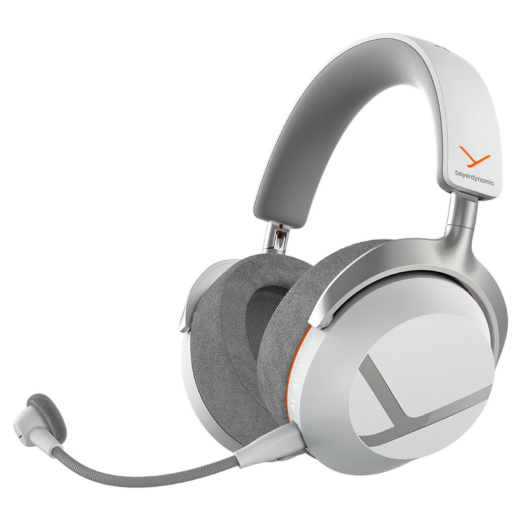Beyerdynamic MMX 100 Wireless gaming headset in Arctic White, three-quarter view