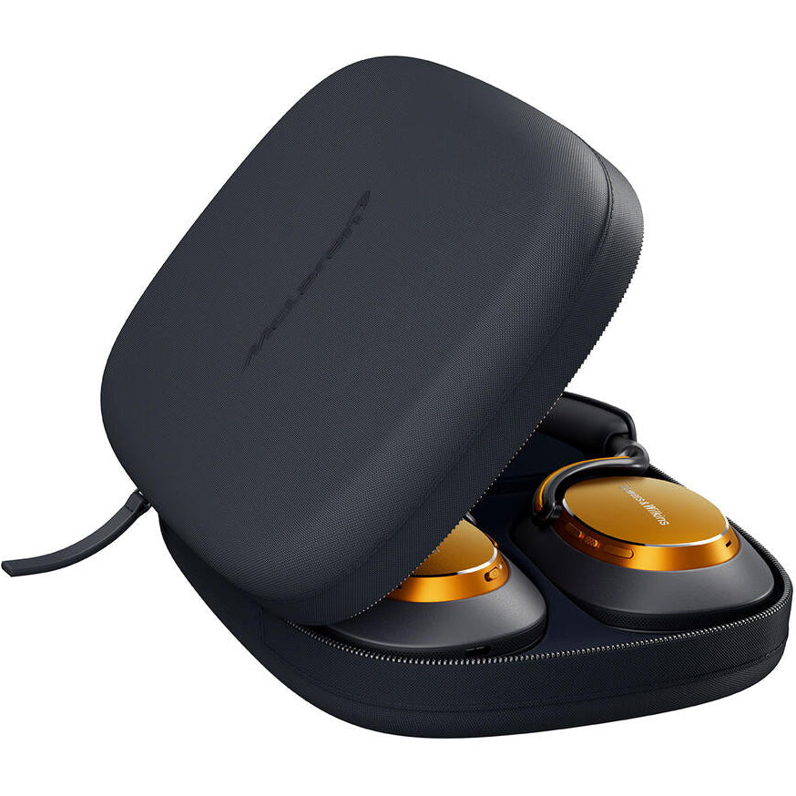 Bowers & Wilkins PX8 S2 (McLaren Edition) wireless headphones, close-up.