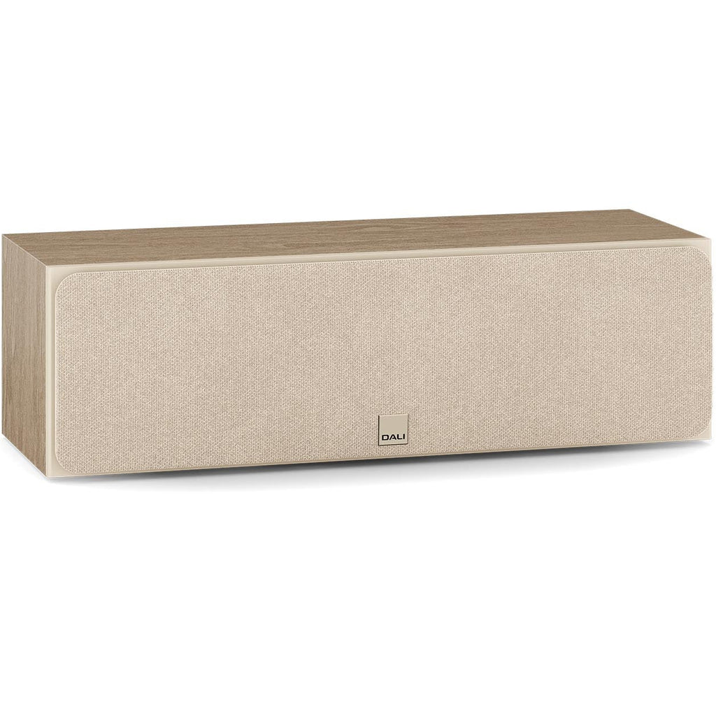 DALI Sonik Cinema center speaker with sleek black design and dual drivers, ideal for home theater audio systems.