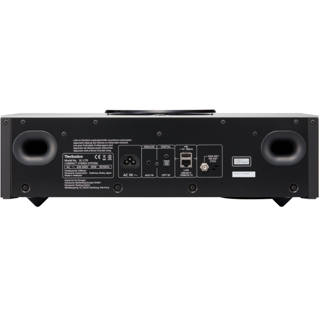 Technics SC-C70MK2 CD player with sleek design and front display, showcasing its modern audio equipment features.
