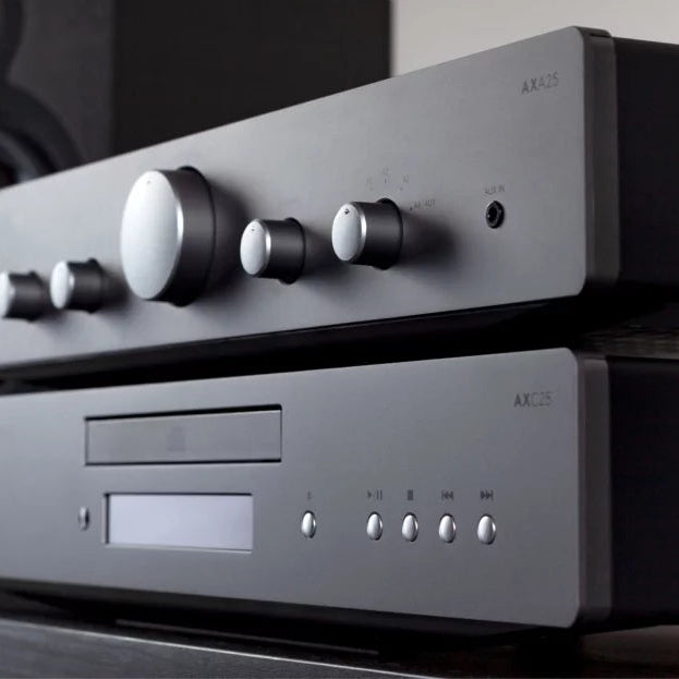 Cambridge Audio AXA25 integrated stereo amplifier, front view