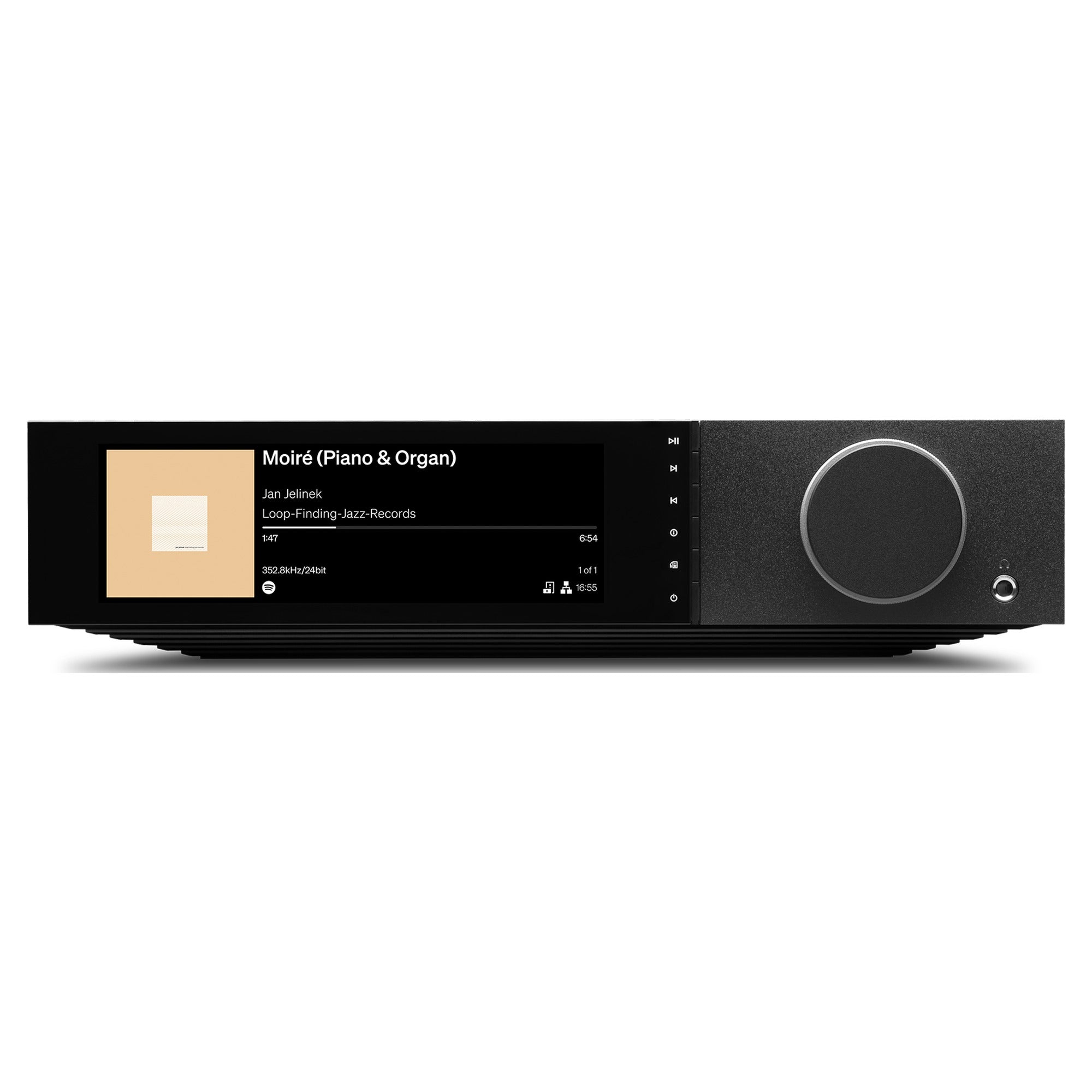 Cambridge Audio Evo 300 streaming amplifier, black, front view