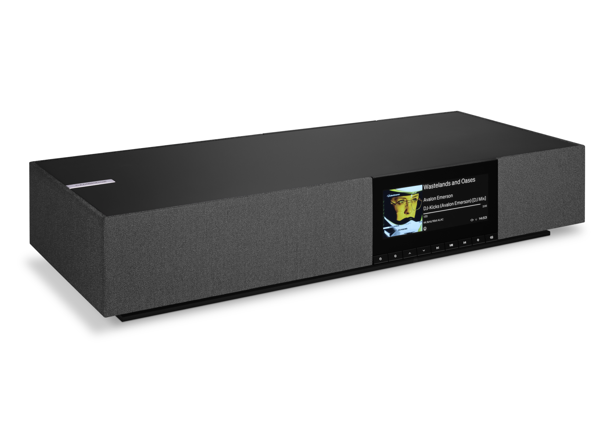 Cambridge Audio Evo One wireless speaker, matte black, angled view