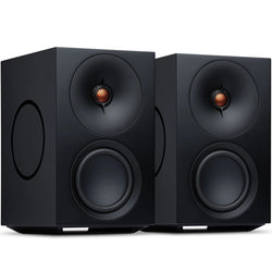Cambridge Audio L/R M active bookshelf speakers, black, front view