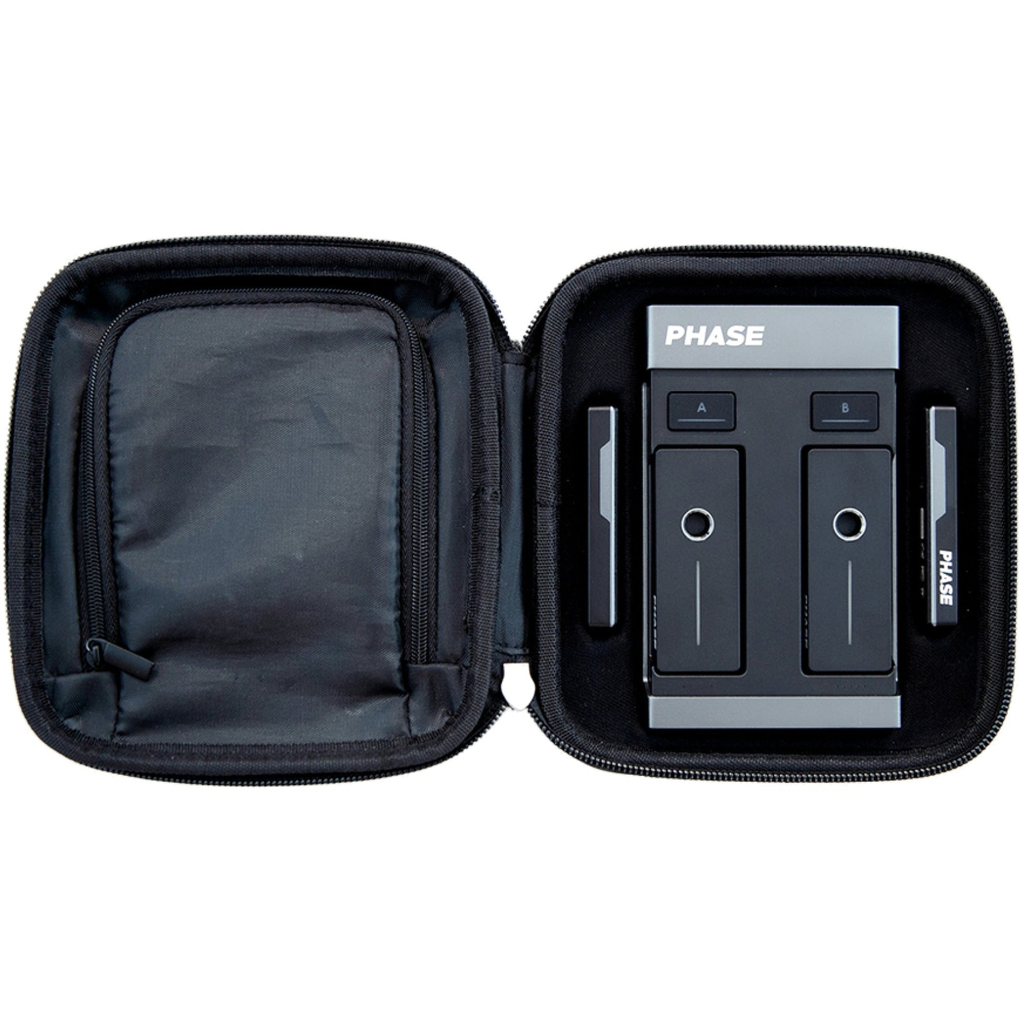 Open Phase DJ hard case with foam interior and sturdy exterior, designed for protecting DJ equipment during transport.
