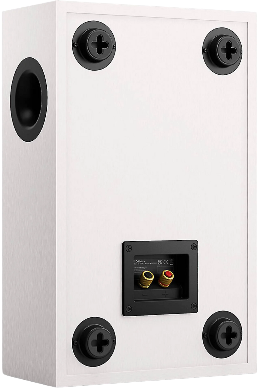 KEF Q4 Meta in-wall and outdoor speakers installed, showcasing sleek design and grille with visible speaker components.