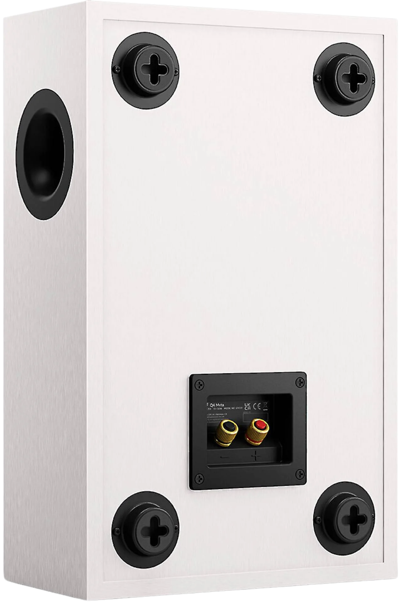KEF Q4 Meta in-wall and outdoor speakers installed, showcasing sleek design and grille with visible speaker components.
