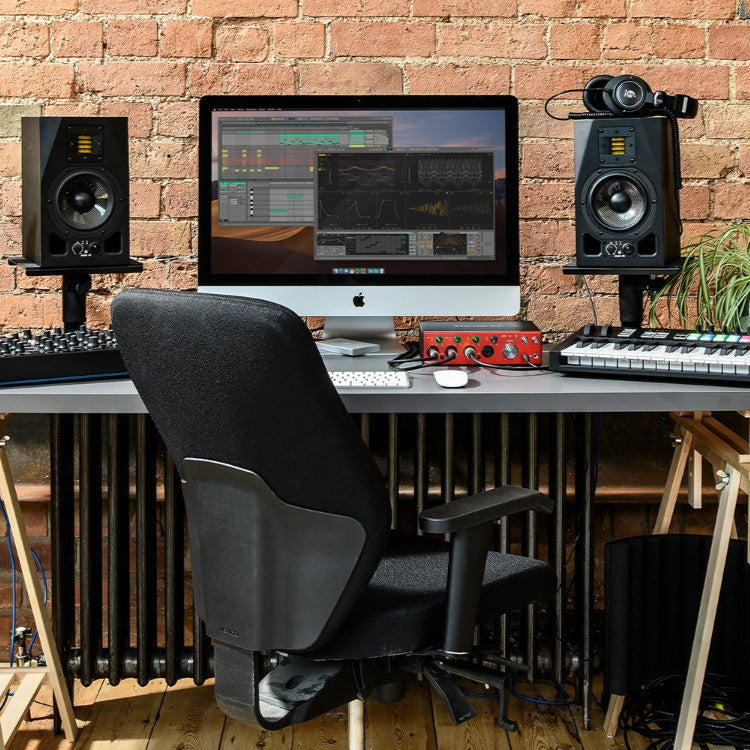 Focusrite Clarett+ 4Pre audio interface with multiple input/output ports and sleek design for professional recording setup.