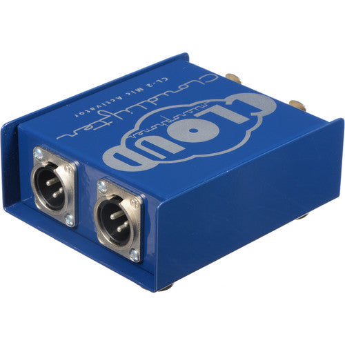 Cloud Microphones Cloudlifter CL-2 microphone preamp with dual gain stages and sleek design, ideal for audio recording.