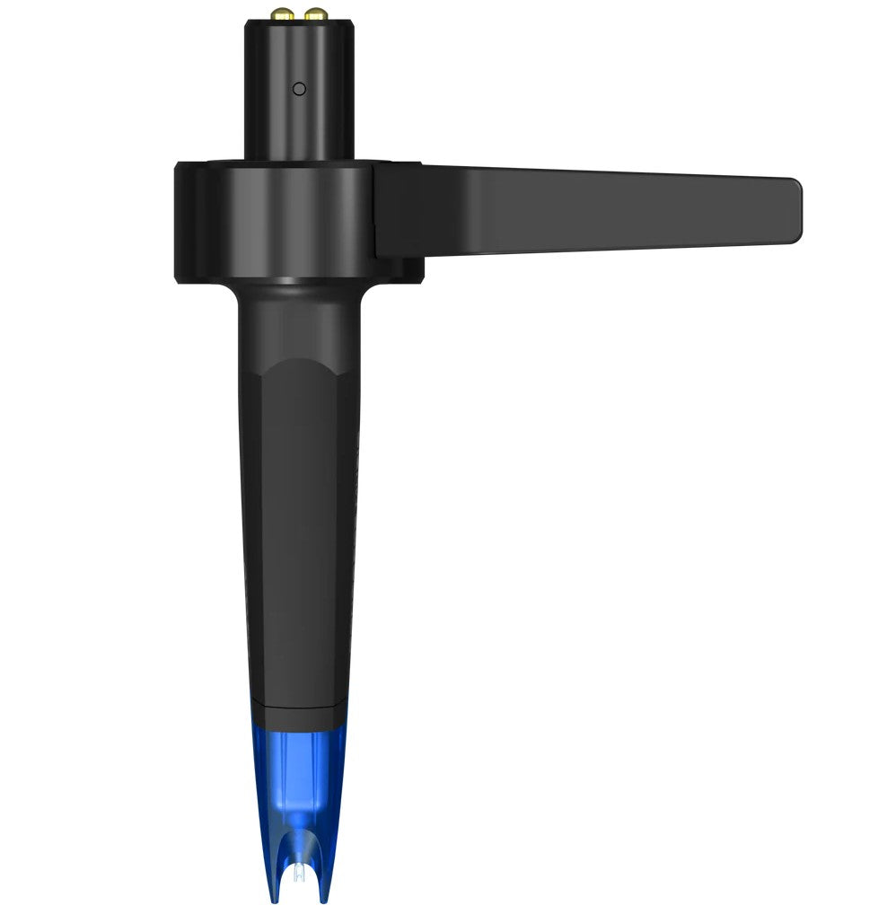 Ortofon Concorde Music Blue turntable cartridge with sleek blue body and stylus for high-quality vinyl playback.