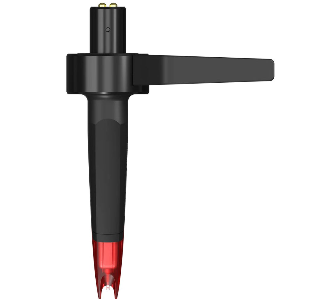 Ortofon Concorde Music Red turntable cartridge with red stylus and metal body, designed for high-quality vinyl playback.