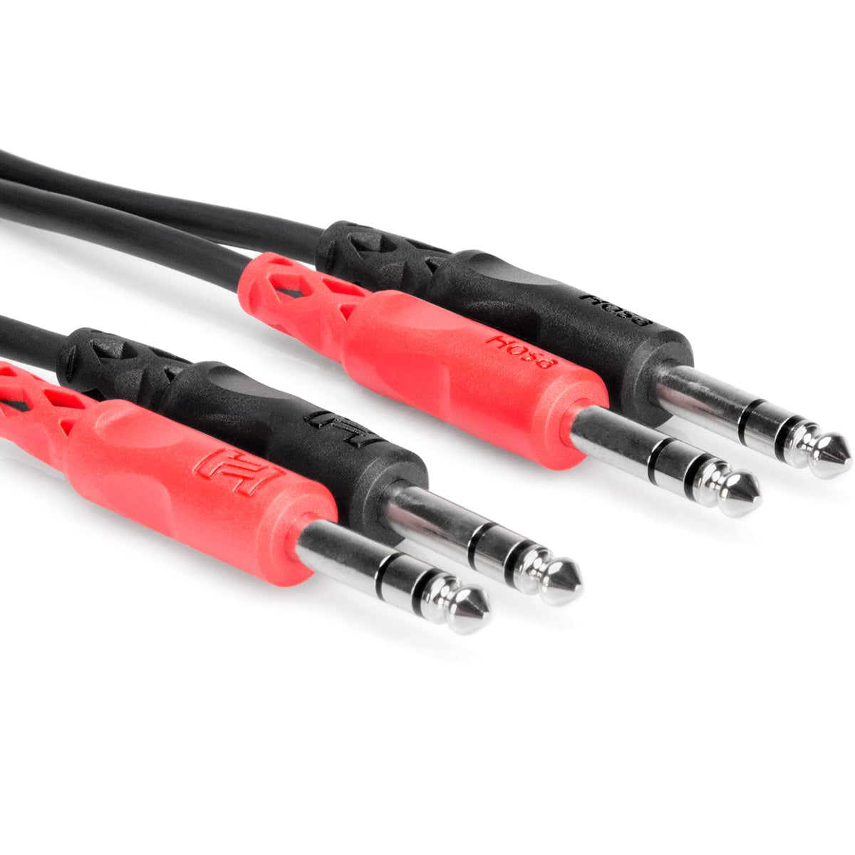 Hosa CSS-203 dual 6.3mm TRS cable, 3m length, featuring robust connectors for reliable audio connections.