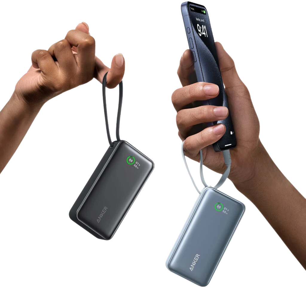 Anker Nano Power Bank (10K, Built-In USB-C Cable, Black)