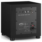 Dali Basik Sub rear panel with gain, crossover and phase controls, stereo line and LFE RCA inputs