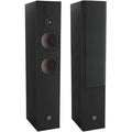 Pair of DALI Opticon 6 MK2 passive floorstanding speakers in black, showcasing their sleek design and robust build.