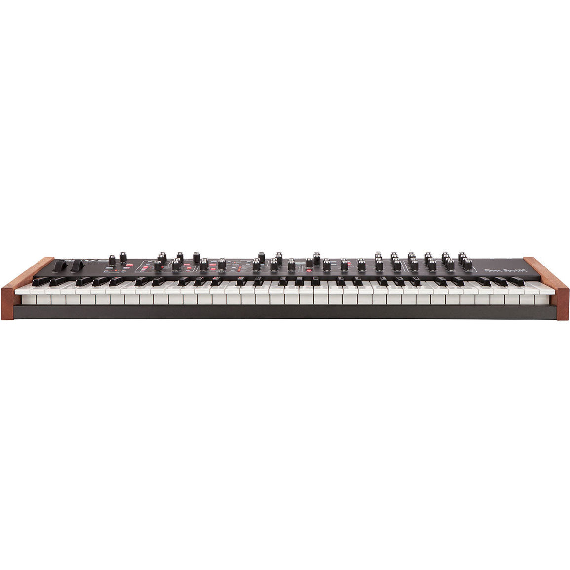 Sequential Prophet Rev2-16 synthesizer with 16-voice polyphony, featuring a sleek control panel and various knobs and switches.