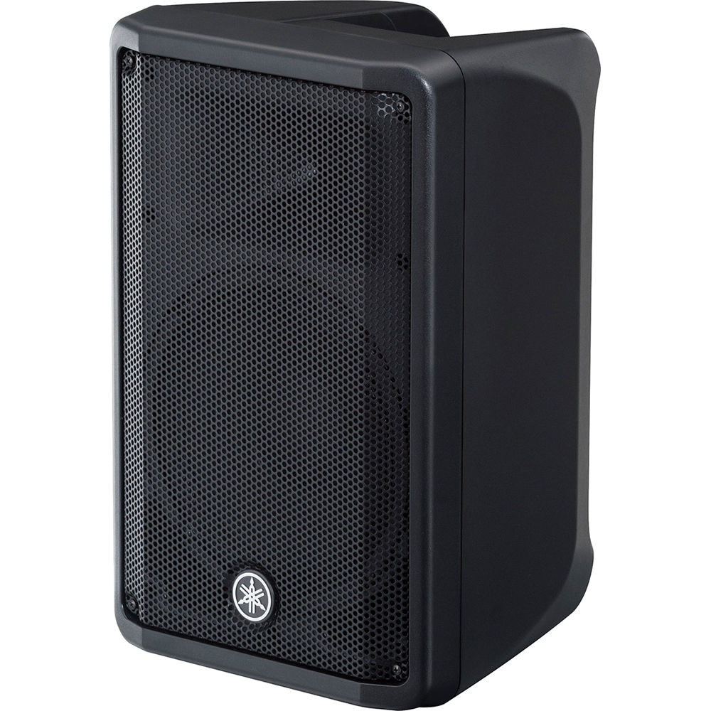 Yamaha DBR10 PA speaker showing a black, compact speaker with built-in handles and grille for professional sound reinforcement.