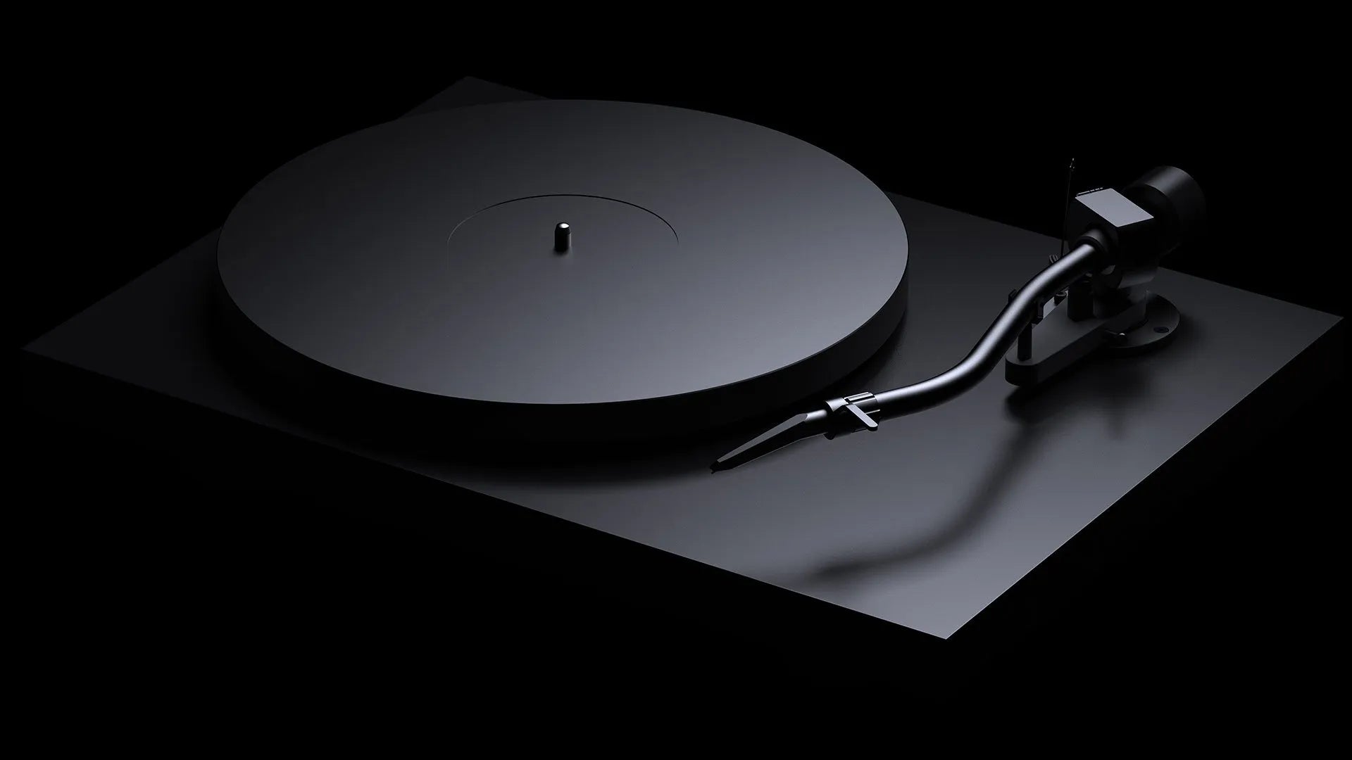 Pro-Ject Debut Pro S turntable in satin black, angled view showing its sleek design and tonearm details.