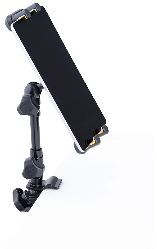Hercules Stands HCDG-307B microphone multimedia stand with adjustable arm and sturdy base, ideal for studio and stage use.