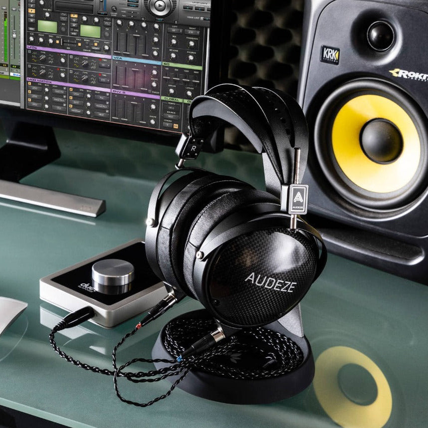 Audeze LCD-XC Creator Package studio headphones with leather-free design, featuring over-ear ear cups and premium black finish.