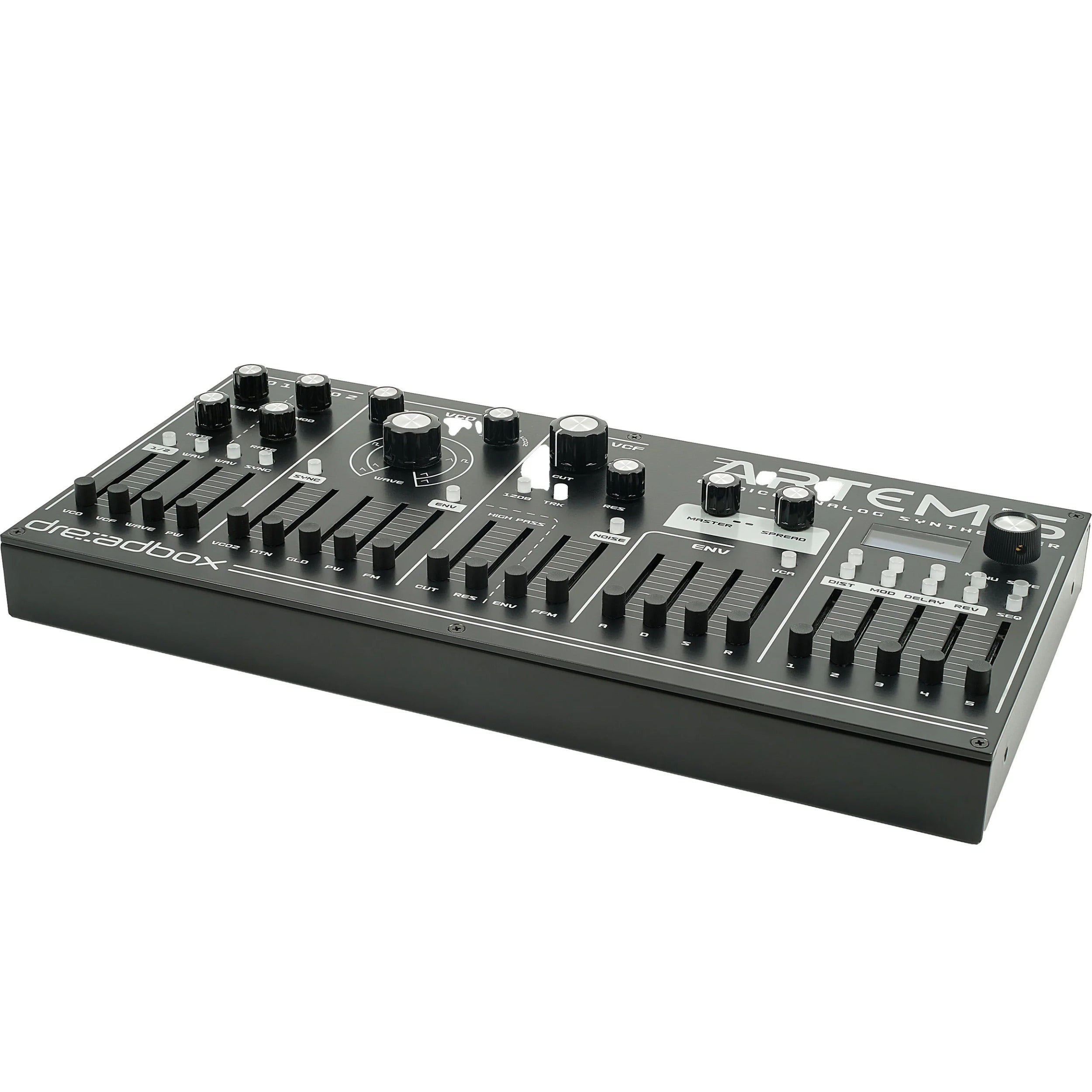 Dreadbox Artemis synthesizers, retail packaging