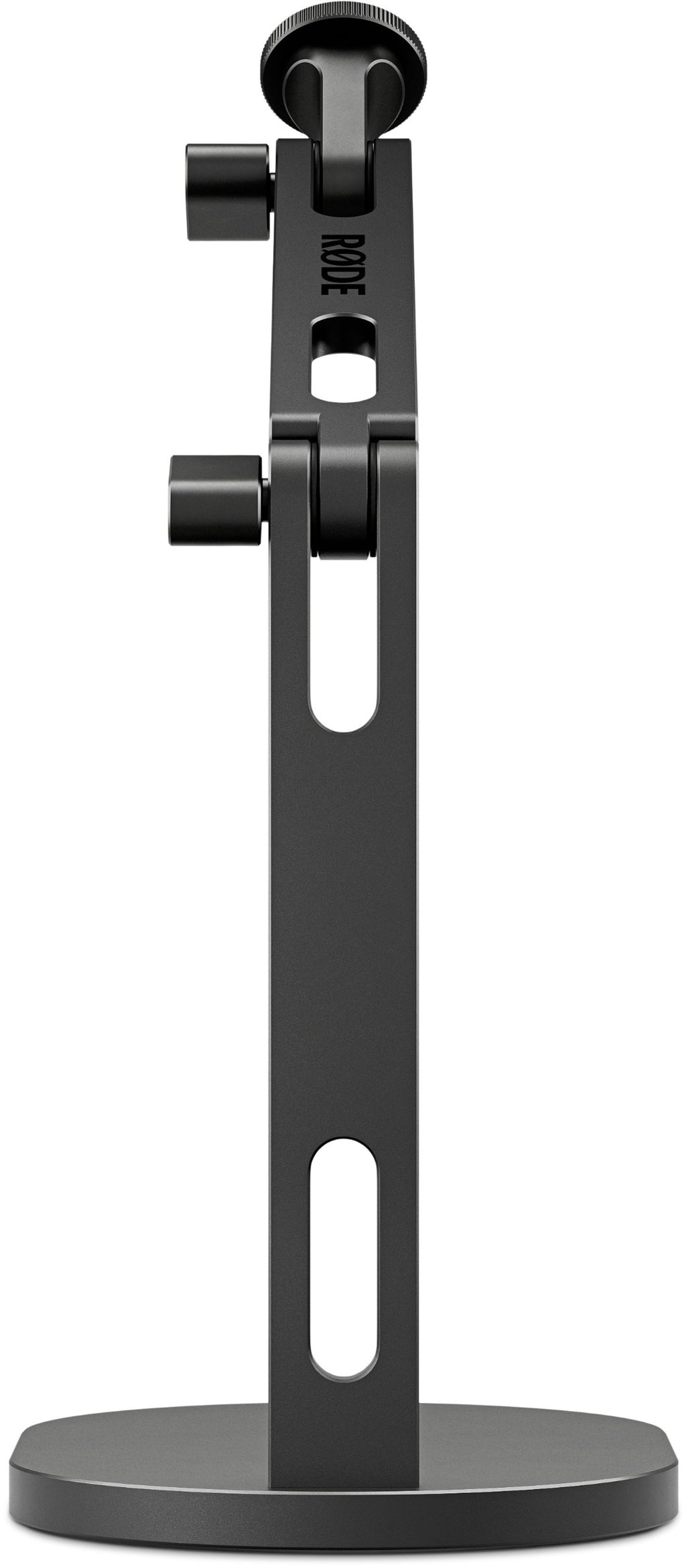 Rode DS2 desktop microphone stand with adjustable arm and base, designed for versatile microphone positioning and stable support.