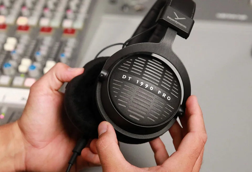 Beyerdynamic DT 1990 Pro MK2 open-back studio headphones with large ear cups and premium build, designed for professional audio.