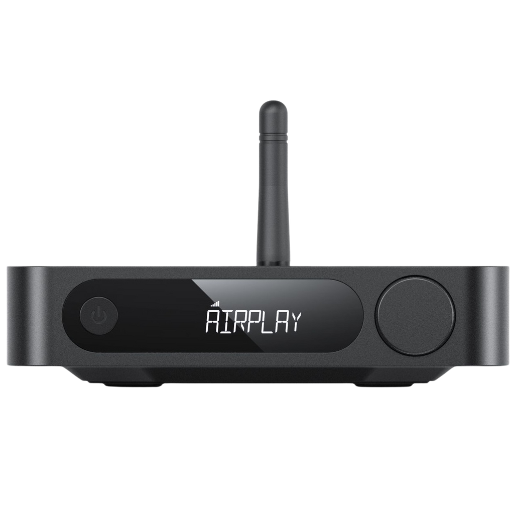 FiiO SR11 music streamer device with compact design and multiple connectivity ports, used for high-quality wireless audio streaming.