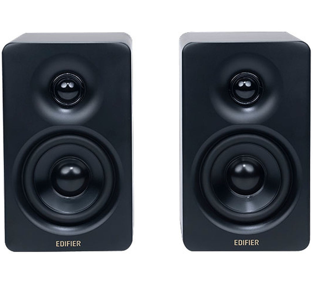 Edifier M60 desktop speakers, black lifestyle shot
